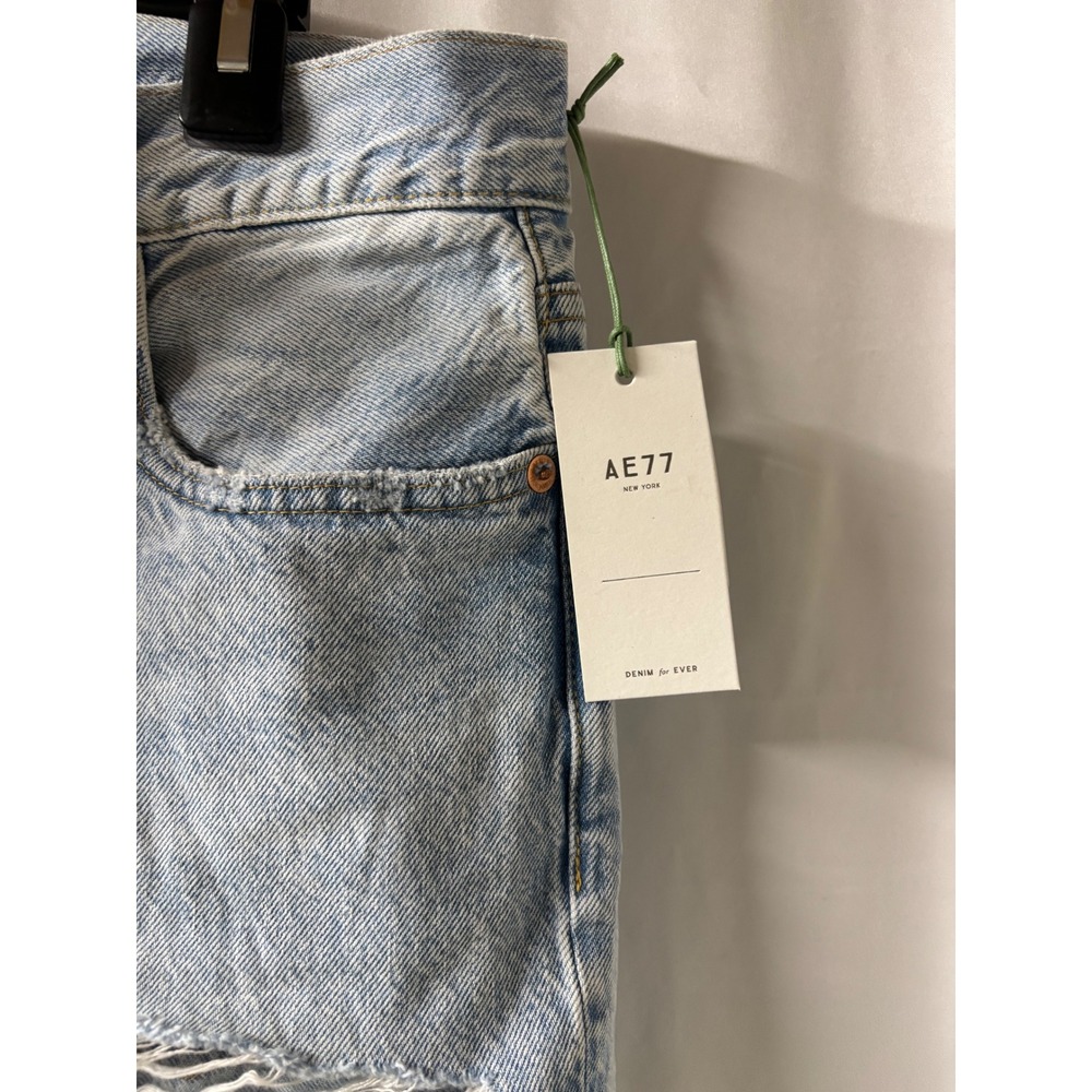 AE77 New York Slouch Jeans Light Wash Distressed Ripped Relaxed Straight Denim - Picture 3 of 4